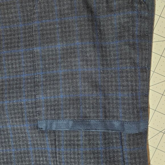 Vince Camuto Mens Large Plaid Blazer Jacket Blue & Black Wool Blend Single-Breas - Picture 10 of 16
